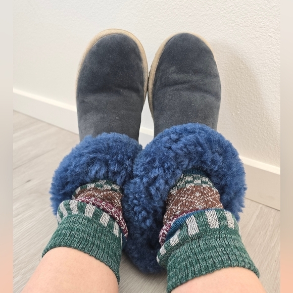 UGG | Selene Bailey II navy suede shearling lined boho slip-on boots | WMS 5 - Picture 4 of 13